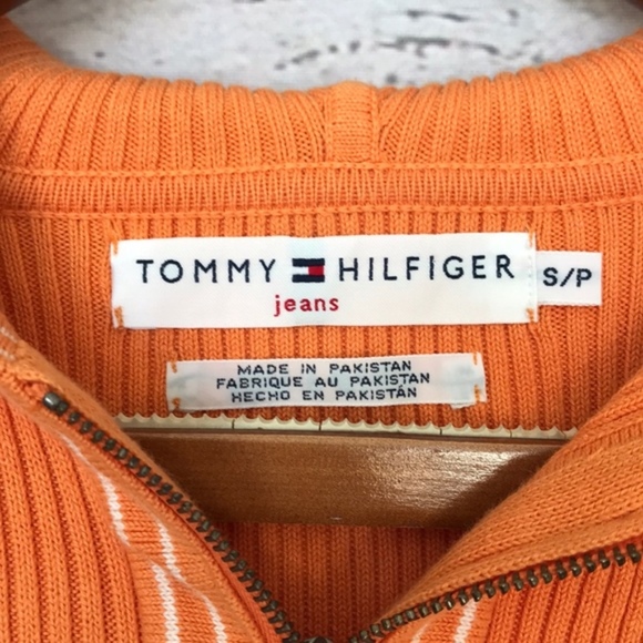 TOMMY HILFIGER Full Zip Orange Sweater Hoodie Size Small - Picture 8 of 9